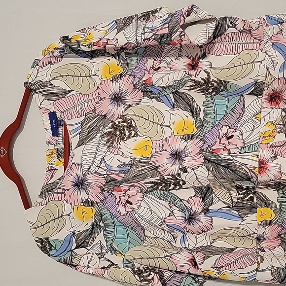 Apt. 9 women's 3X tropical floral print short sleeve ruffle hem dress - Picture 4 of 9